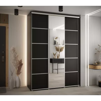 Šatní skříň YVONA 5 - 180/45 cm, černá / stříbrná