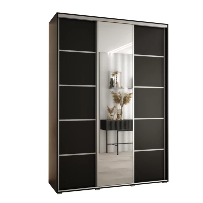 Šatní skříň YVONA 5 - 180/45 cm, černá / stříbrná