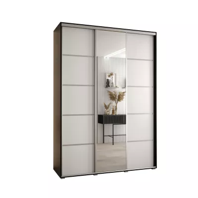 Šatní skříň YVONA 5 - 180/45 cm, černá / bílá / stříbrná