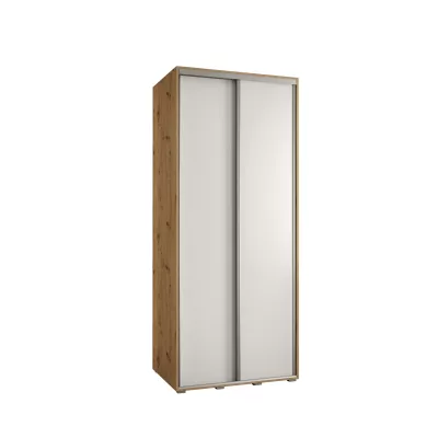 Šatní skříň YVONA 1 - 100/60 cm, dub artisan / bílá / stříbrná