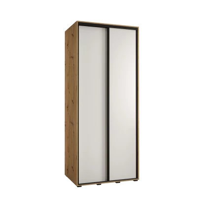 Šatní skříň YVONA 1 - 100/60 cm, dub artisan / bílá / černá