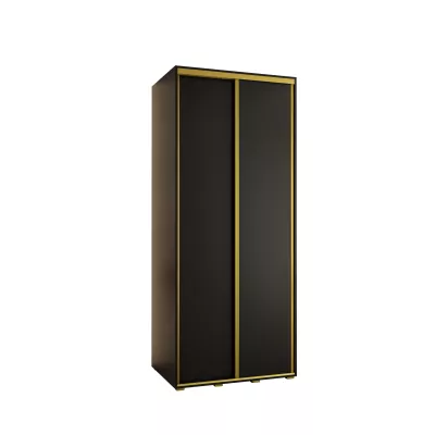 Šatní skříň YVONA 1 - 100/60 cm, černá / zlatá