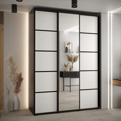 Šatní skříň YVONA 5 - 180/45 cm, černá / bílá / černá