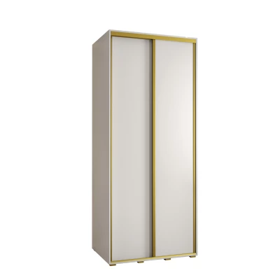 Šatní skříň YVONA 1 - 100/60 cm, bílá / zlatá