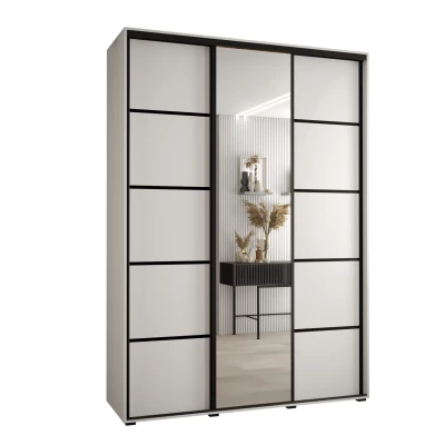 Šatní skříň YVONA 5 - 180/45 cm, bílá / černá