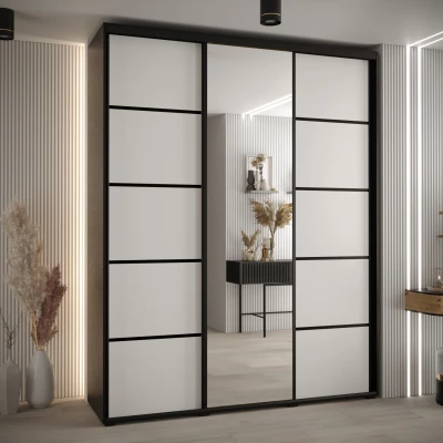 Šatní skříň YVONA 5 - 190/45 cm, černá / bílá / černá