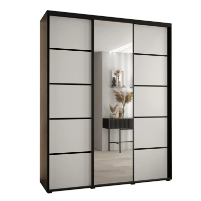 Šatní skříň YVONA 5 - 190/45 cm, černá / bílá / černá