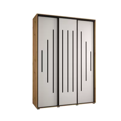 Šatní skříň YVONA 12 - 170/45 cm, dub artisan / bílá / černá