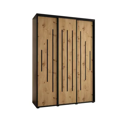 Šatní skříň YVONA 12 - 170/45 cm, černá / dub artisan / černá