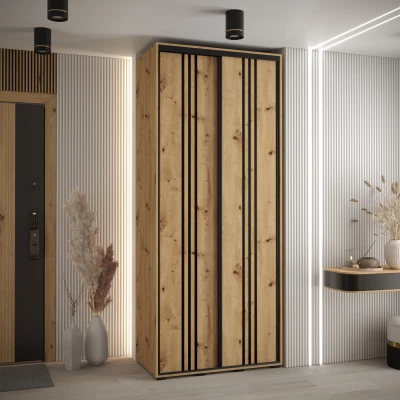 Šatní skříň YVONA 6 - 100/45 cm, dub artisan / černá