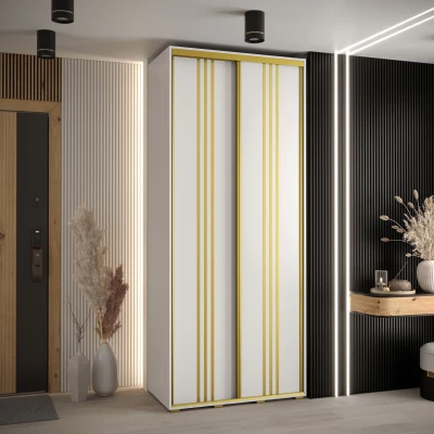 Šatní skříň YVONA 6 - 100/45 cm, bílá / zlatá