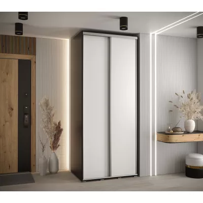 Šatní skříň YVONA 1 - 120/60 cm, černá / bílá / stříbrná