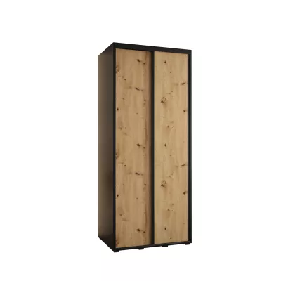 Šatní skříň YVONA 1 - 120/60 cm, černá / dub artisan / černá