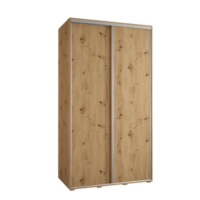 Šatní skříň YVONA 1 - 130/60 cm, dub artisan / stříbrná