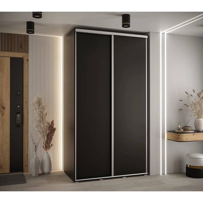 Šatní skříň YVONA 1 - 130/60 cm, černá / stříbrná