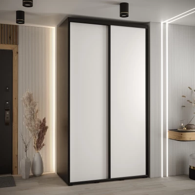 Šatní skříň YVONA 1 - 130/60 cm, černá / bílá / černá