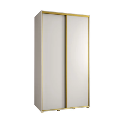 Šatní skříň YVONA 1 - 130/60 cm, bílá / zlatá