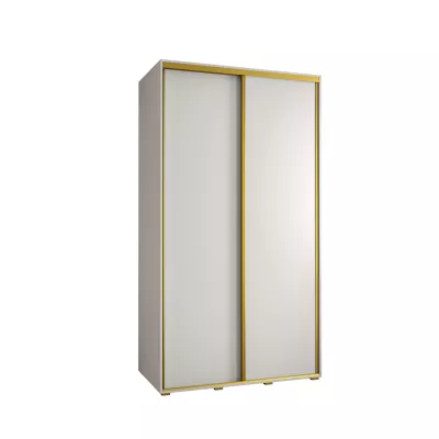 Šatní skříň YVONA 1 - 130/60 cm, bílá / zlatá