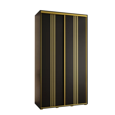 Šatní skříň YVONA 6 - 130/45 cm, černá / zlatá