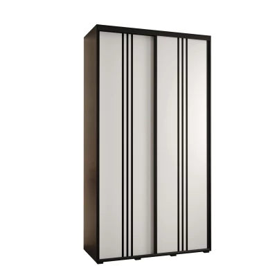 Šatní skříň YVONA 6 - 130/45 cm, černá / bílá / černá