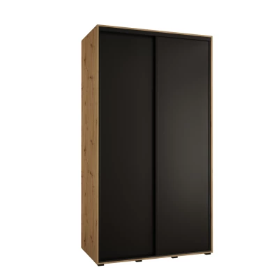 Šatní skříň YVONA 1 - 140/60 cm, dub artisan / černá / černá