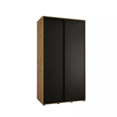 Šatní skříň YVONA 1 - 140/60 cm, dub artisan / černá / černá