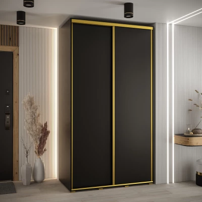 Šatní skříň YVONA 1 - 140/60 cm, černá / zlatá