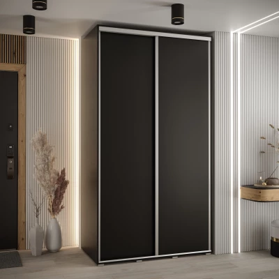Šatní skříň YVONA 1 - 140/60 cm, černá / stříbrná