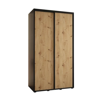 Šatní skříň YVONA 1 - 140/60 cm, černá / dub artisan / černá