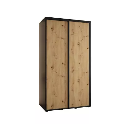 Šatní skříň YVONA 1 - 140/60 cm, černá / dub artisan / černá