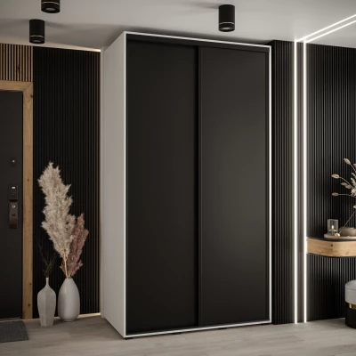 Šatní skříň YVONA 1 - 140/60 cm, bílá / černá / černá