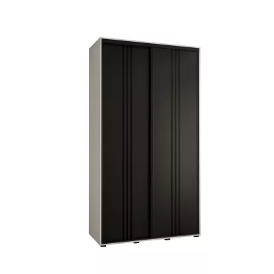 Šatní skříň YVONA 6 - 130/45 cm, bílá / černá / černá