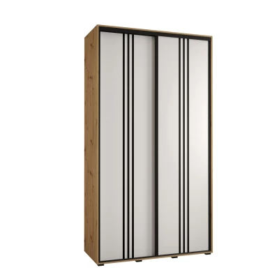Šatní skříň YVONA 6 - 140/45 cm, dub artisan / bílá / černá