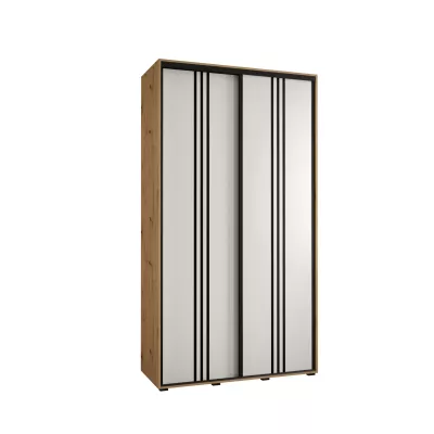 Šatní skříň YVONA 6 - 140/45 cm, dub artisan / bílá / černá