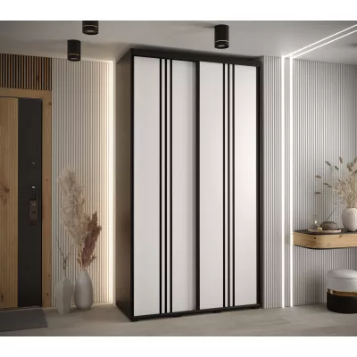 Šatní skříň YVONA 6 - 140/45 cm, černá / bílá / černá