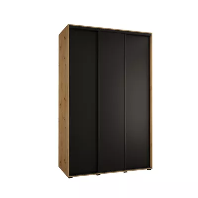Šatní skříň YVONA 1 - 150/60 cm, dub artisan / černá / černá