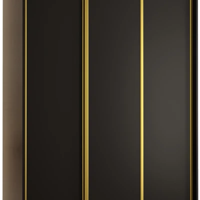 Šatní skříň YVONA 1 - 150/60 cm, černá / zlatá