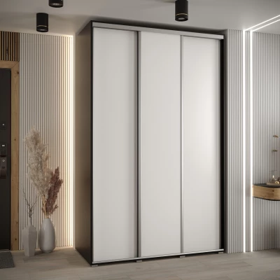 Šatní skříň YVONA 1 - 150/60 cm, černá / bílá / stříbrná