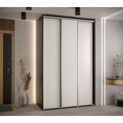 Šatní skříň YVONA 1 - 150/60 cm, černá / bílá / stříbrná