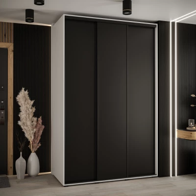 Šatní skříň YVONA 1 - 150/60 cm, bílá / černá / černá