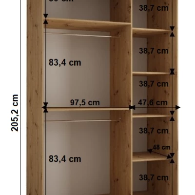 Šatní skříň YVONA 1 - 150/60 cm, dub artisan / černá