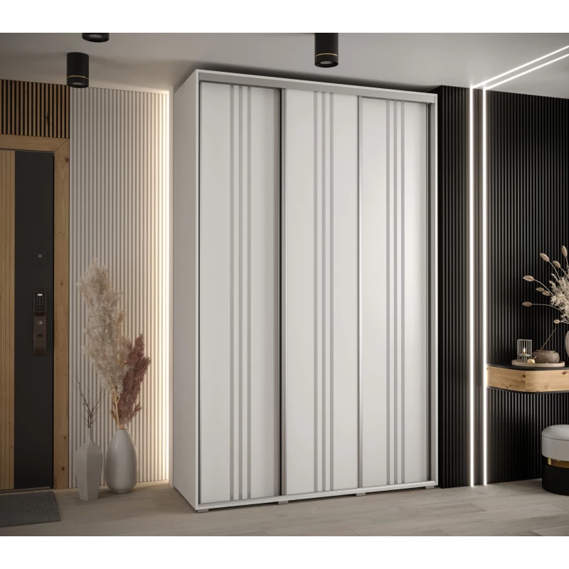 Šatní skříň YVONA 6 - 150/45 cm, bílá / stříbrná