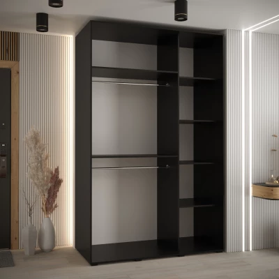 Šatní skříň YVONA 1 - 150/60 cm, černá / bílá / stříbrná