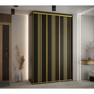 Šatní skříň YVONA 6 - 160/45 cm, černá / zlatá