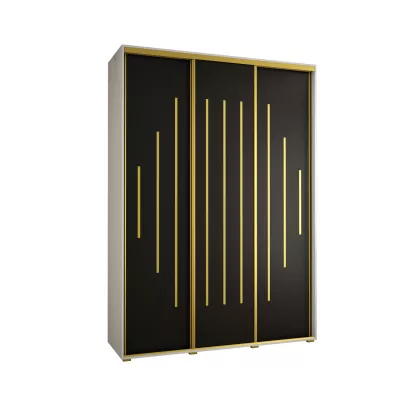 Šatní skříň YVONA 12 - 180/45 cm, bílá / černá / zlatá