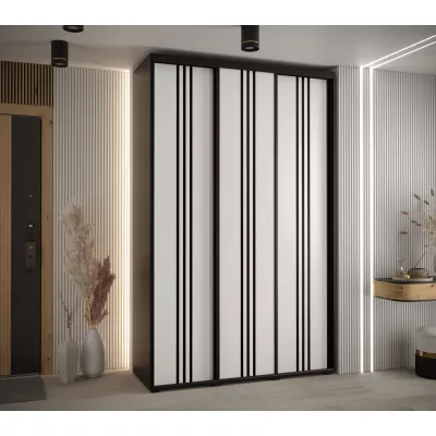 Šatní skříň YVONA 6 - 160/45 cm, černá / bílá / černá