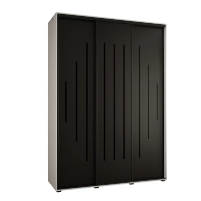 Šatní skříň YVONA 12 - 180/45 cm, bílá / černá / černá