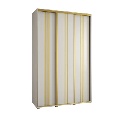 Šatní skříň YVONA 6 - 160/45 cm, bílá / zlatá