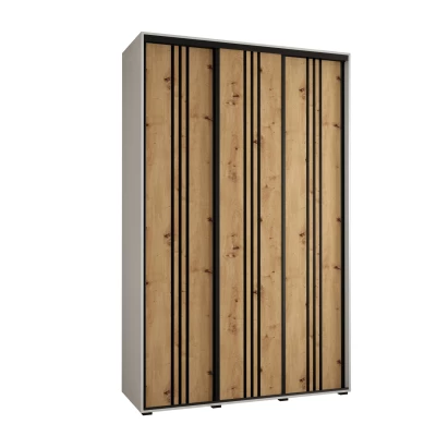 Šatní skříň YVONA 6 - 160/45 cm, bílá / dub artisan / černá