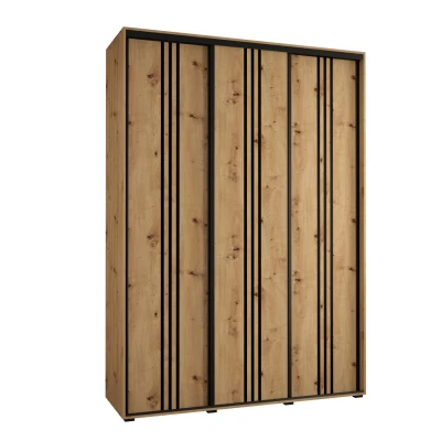 Šatní skříň YVONA 6 - 170/45 cm, dub artisan / černá